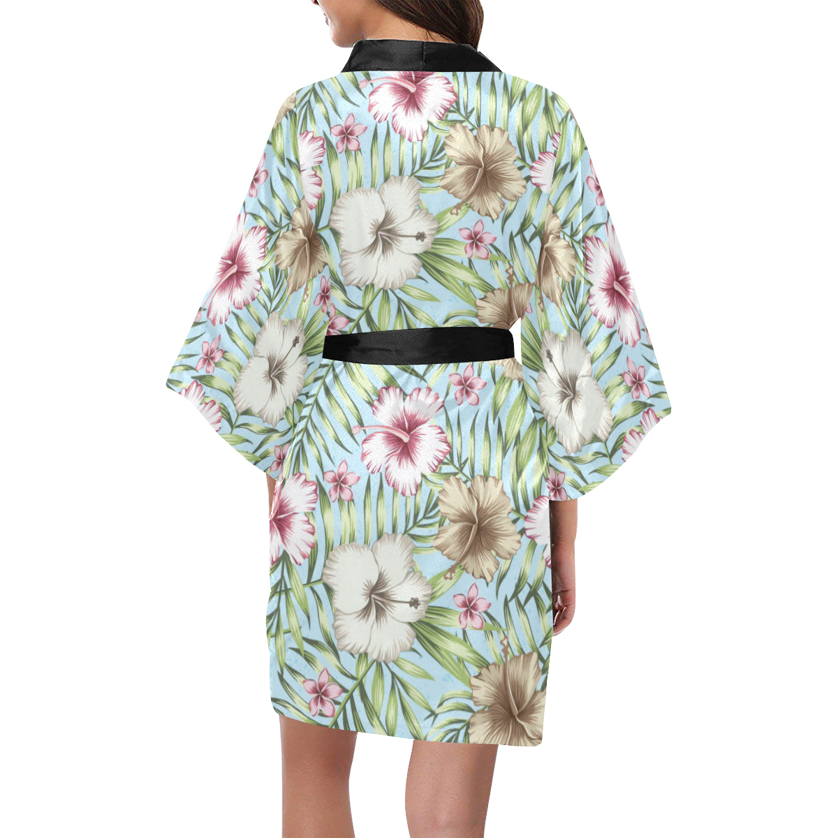 Tropical Flower Pattern Print Design TF05 Women's Short Kimono