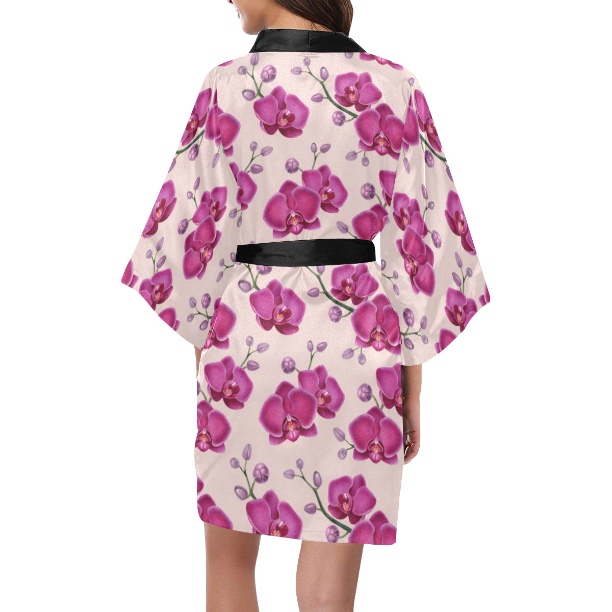 Orchid Purple Pattern Print Design OR04 Women's Short Kimono