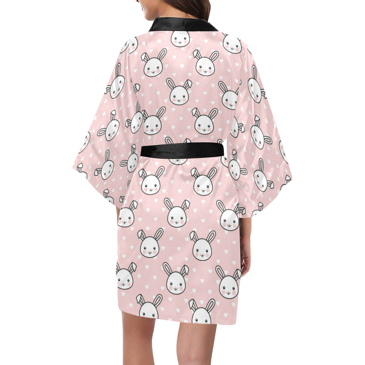 Rabbit Pattern Print Design RB02 Women's Short Kimono