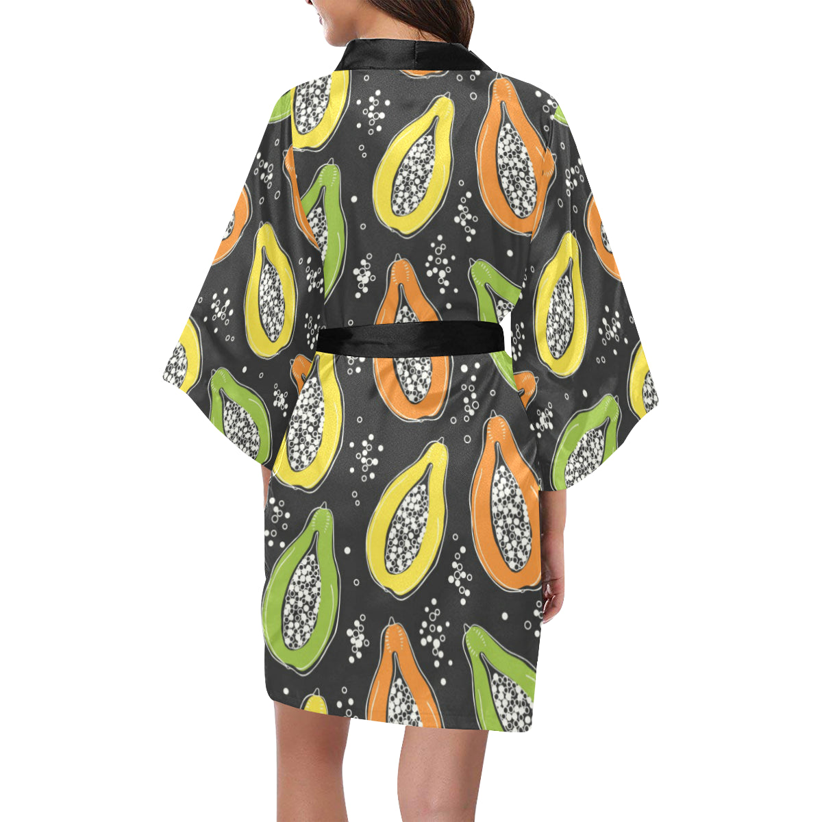 Papaya Pattern Print Design PP05 Women's Short Kimono