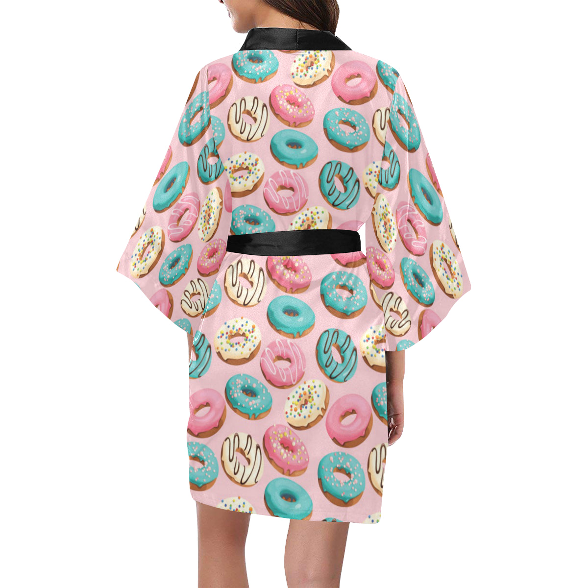 Donut Pattern Print Design DN06 Women's Short Kimono