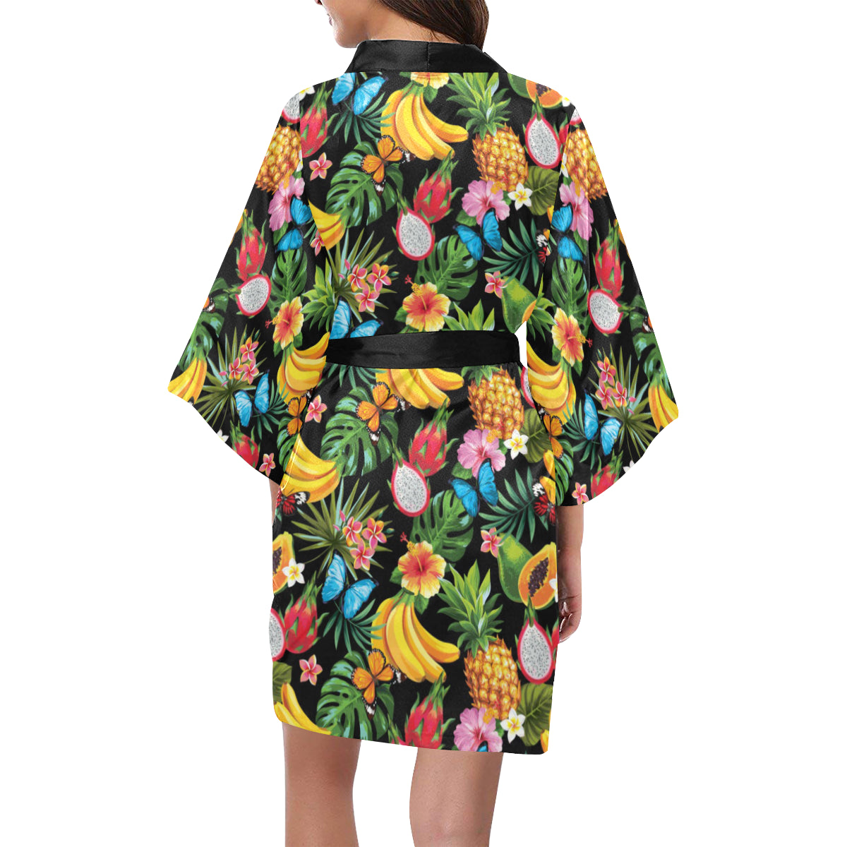 Tropical Fruits Pattern Print Design TF04 Women's Short Kimono