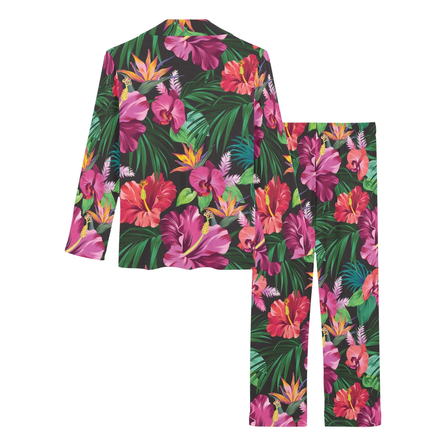 Hibiscus Hawaiian Design Print Pattern Women's Long Sleeve Pajama Set