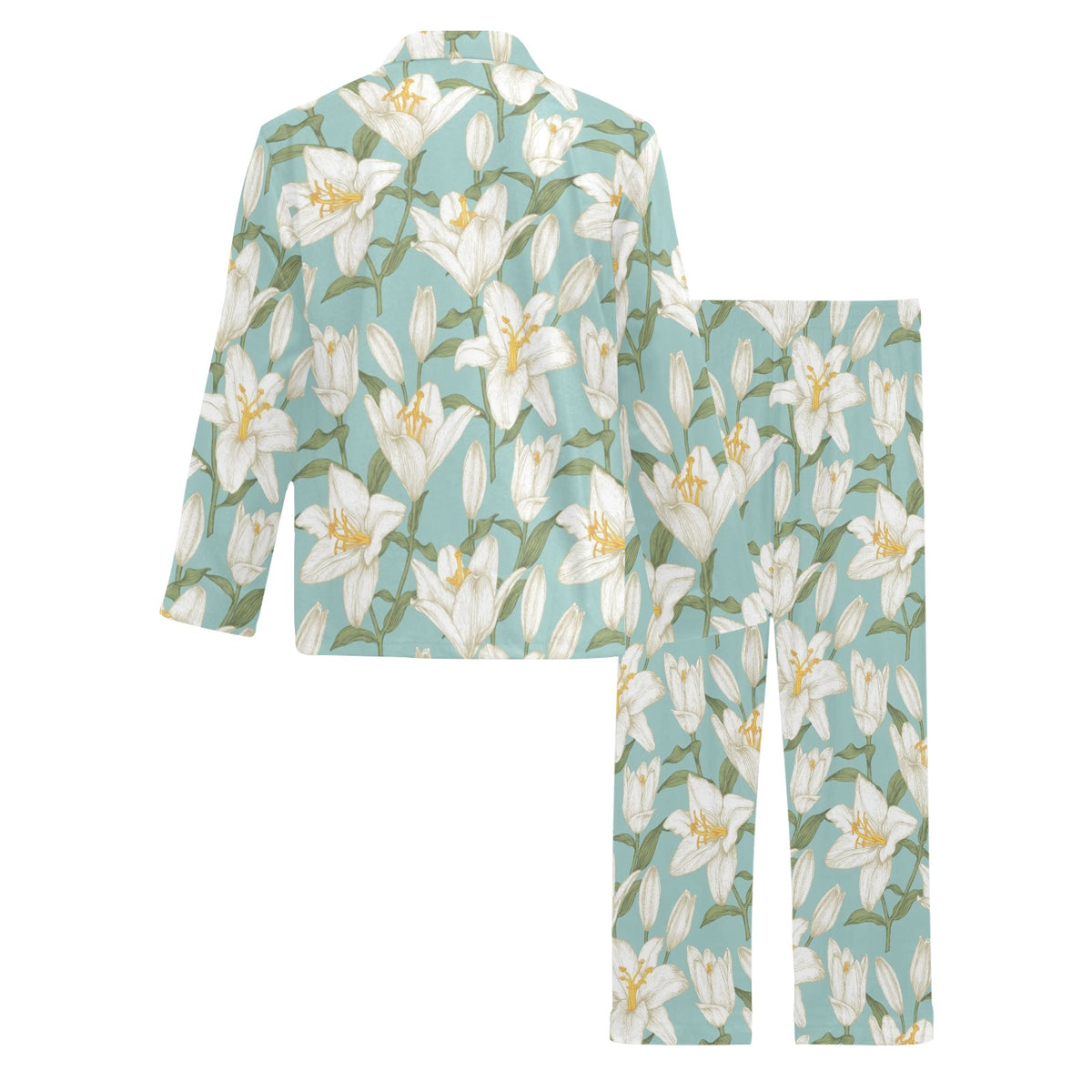 Lily Pattern Print Design LY09 Men's Long Sleeve Pajama Set