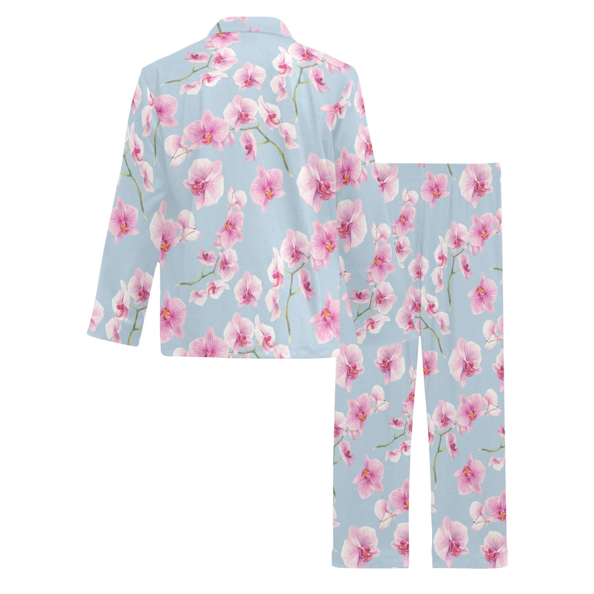 Orchid Pink Pattern Print Design OR01 Men's Long Sleeve Pajama Set