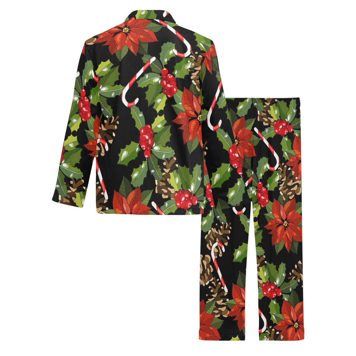 Poinsettia Pattern Print Design POT01 Men's Long Sleeve Pajama Set