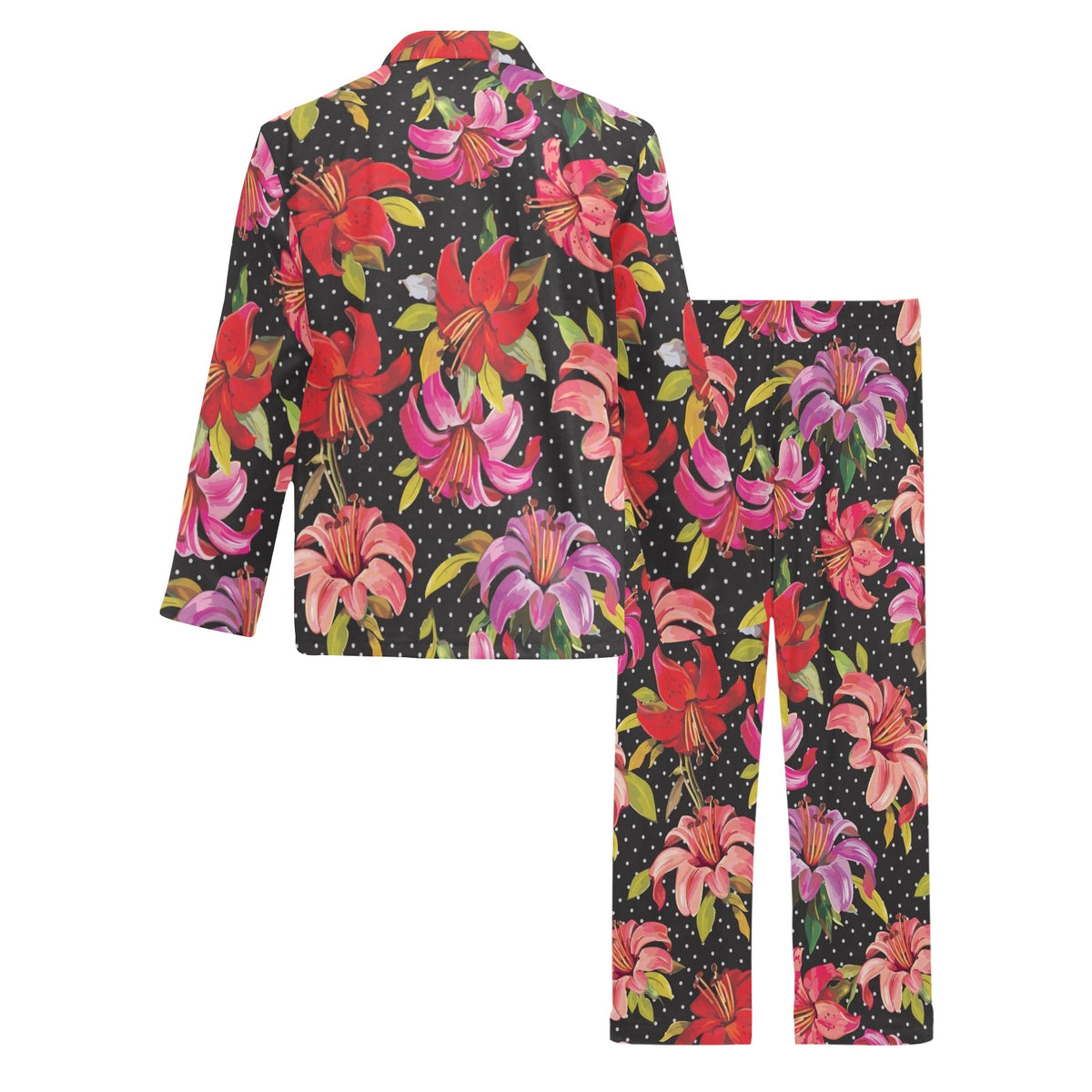Lily Pattern Print Design LY012 Men's Long Sleeve Pajama Set