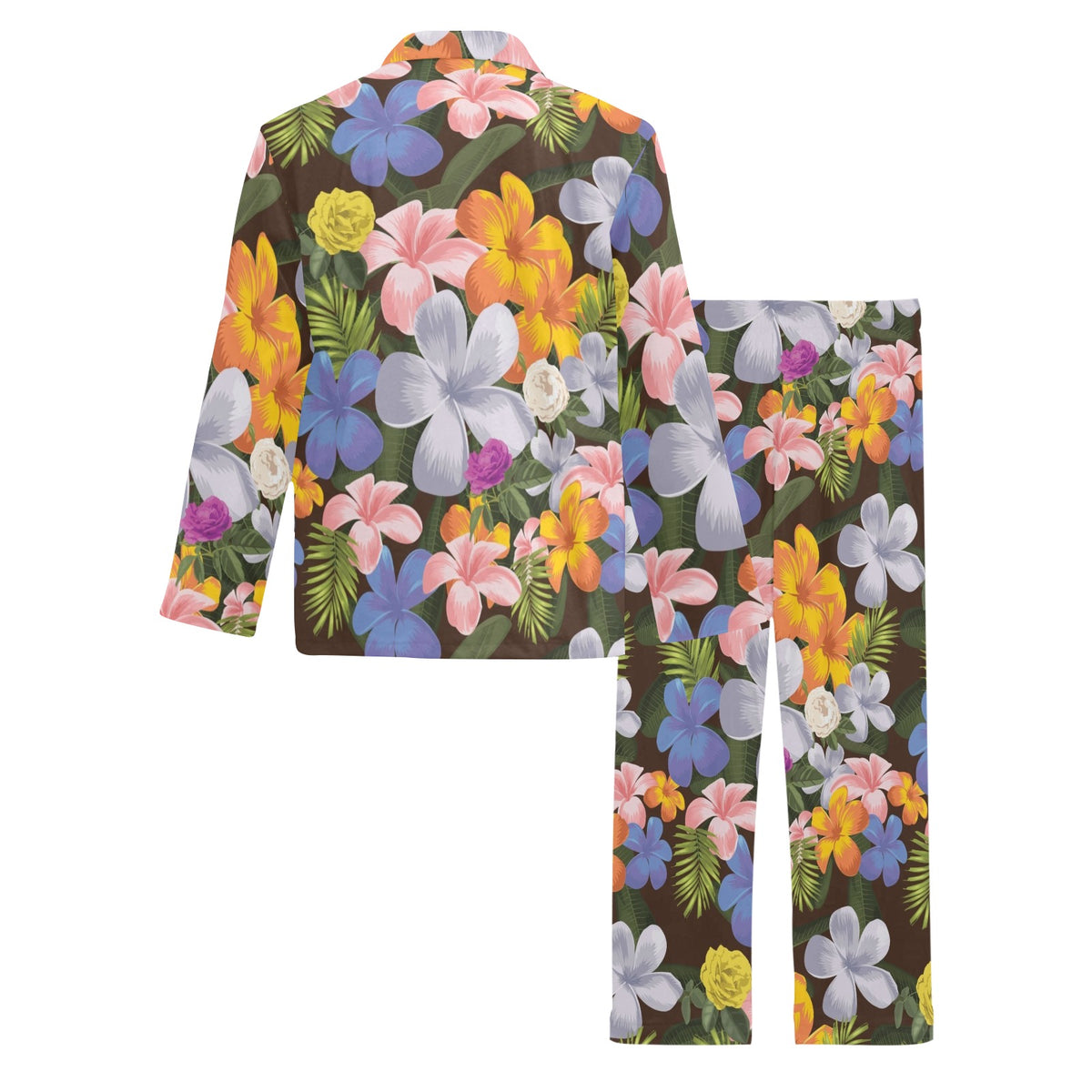 Plumeria Pattern Print Design PM03 Men's Long Sleeve Pajama Set