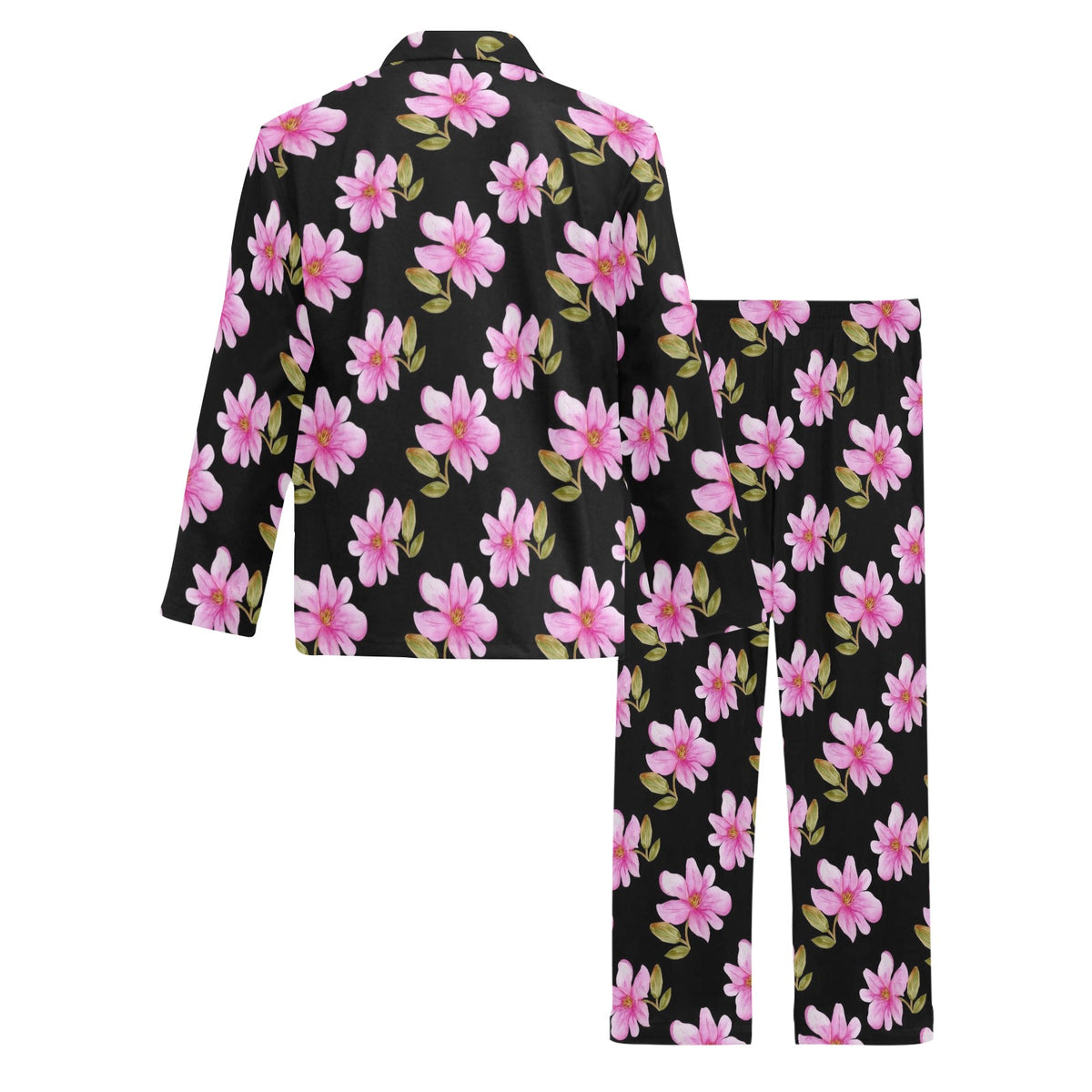 Magnolia Pattern Print Design MAG06 Men's Long Sleeve Pajama Set