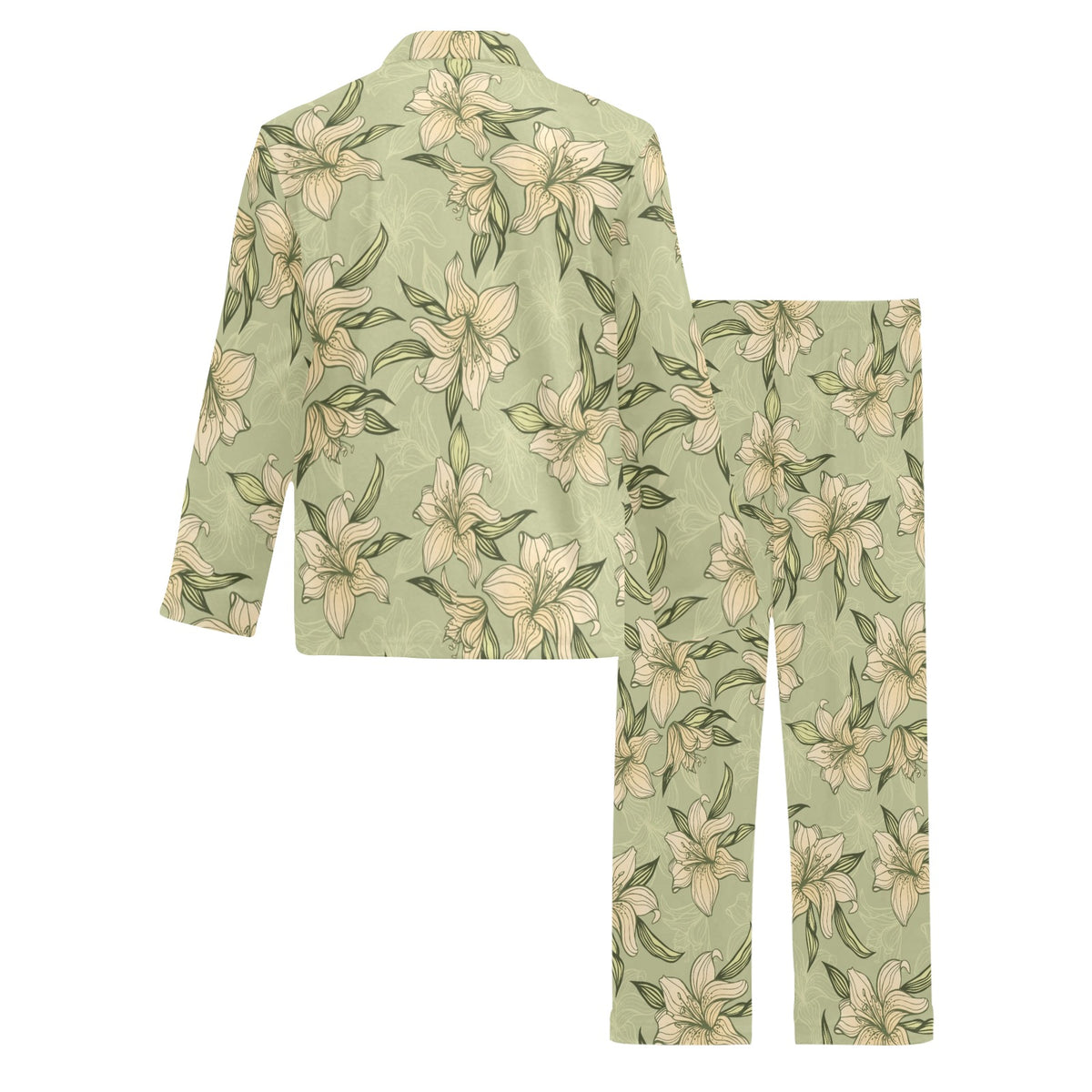 Lily Pattern Print Design LY06 Men's Long Sleeve Pajama Set