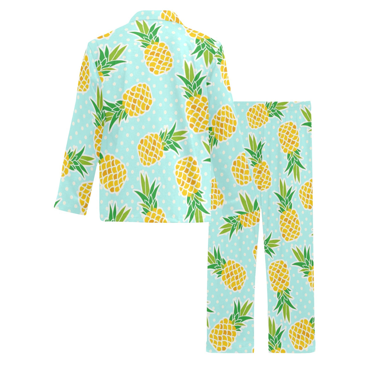Pineapple Pattern Print Design PP01 Men's Long Sleeve Pajama Set