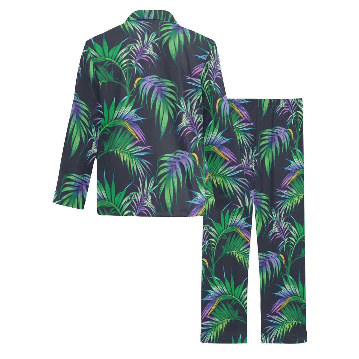 Palm Leaves Pattern Print Design PL04 Men's Long Sleeve Pajama Set