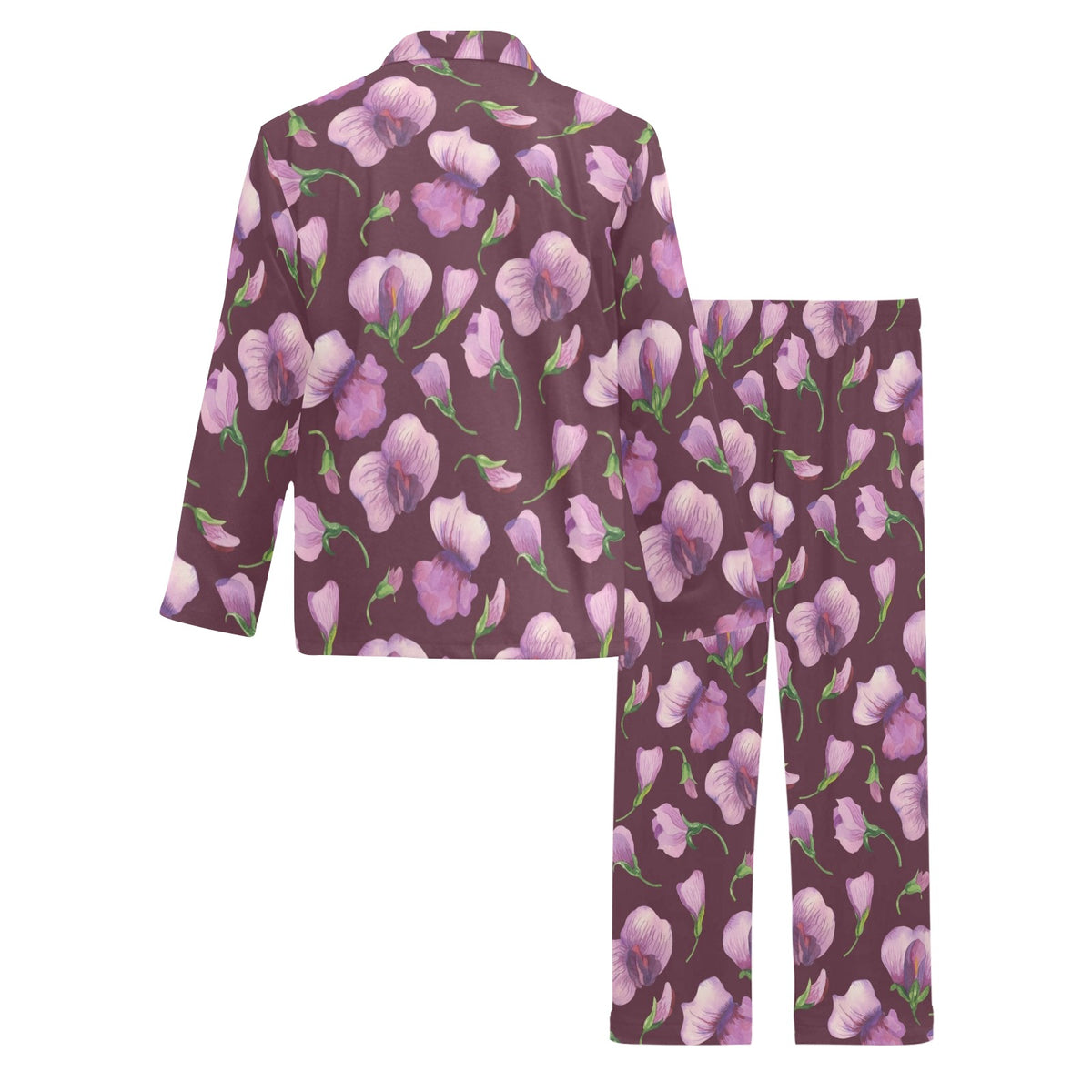 Peony Pattern Print Design PE010 Men's Long Sleeve Pajama Set