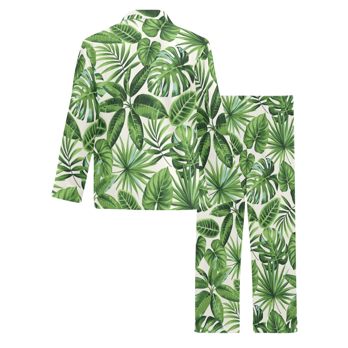 Tropical Flower Pattern Print Design TF013 Men's Long Sleeve Pajama Set