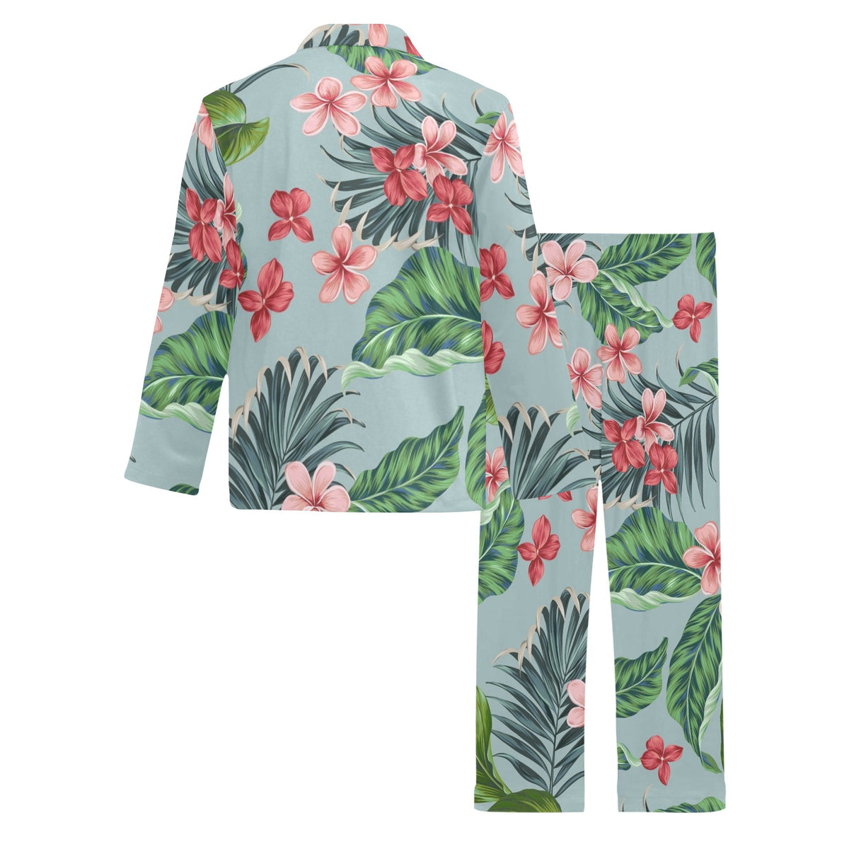 Plumeria Pattern Print Design PM027 Men's Long Sleeve Pajama Set