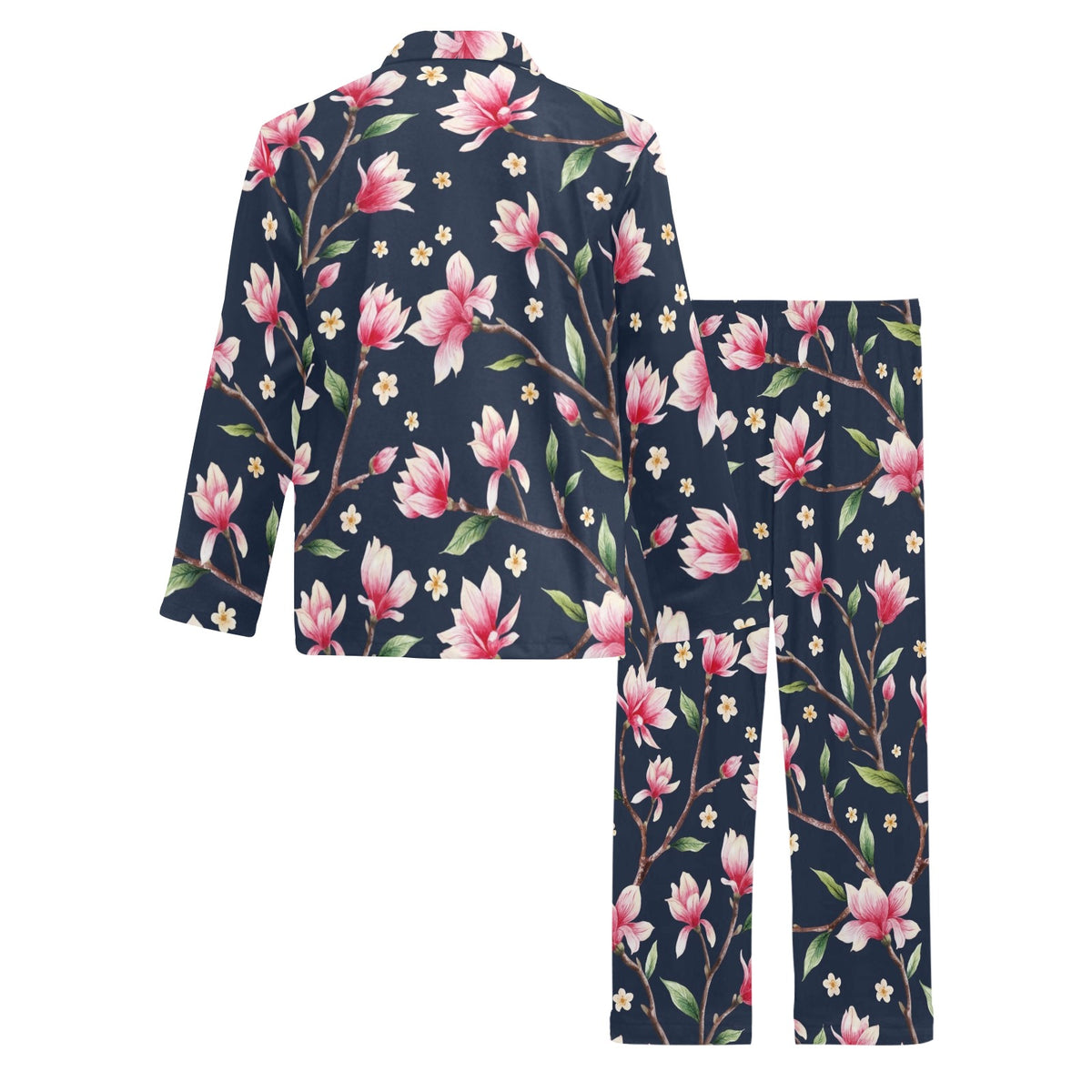 Magnolia Pattern Print Design MAG09 Men's Long Sleeve Pajama Set