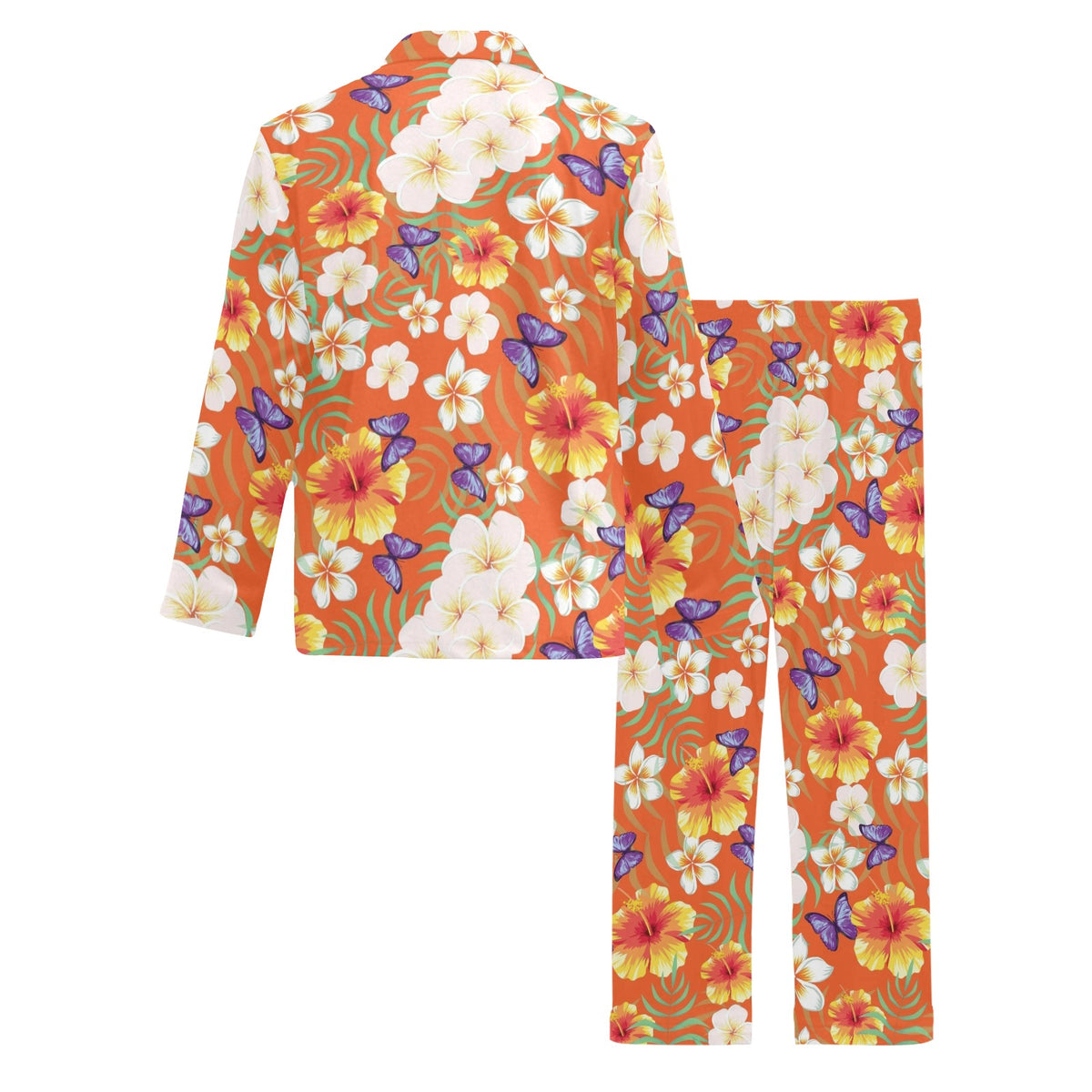 Tropical Flower Pattern Print Design TF027 Men's Long Sleeve Pajama Set