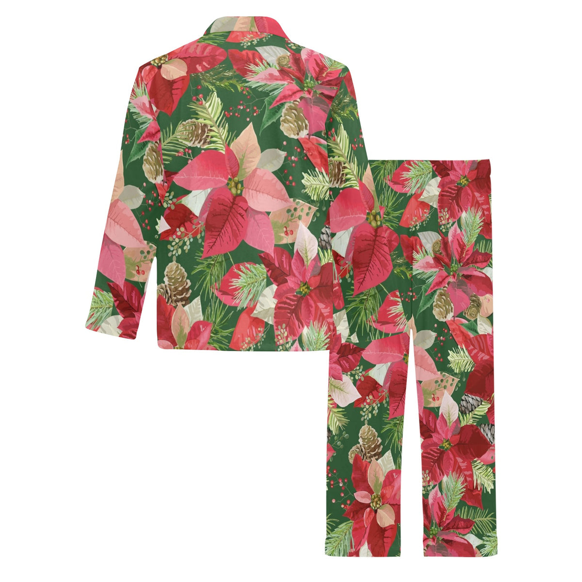 Poinsettia Pattern Print Design POT03 Men's Long Sleeve Pajama Set
