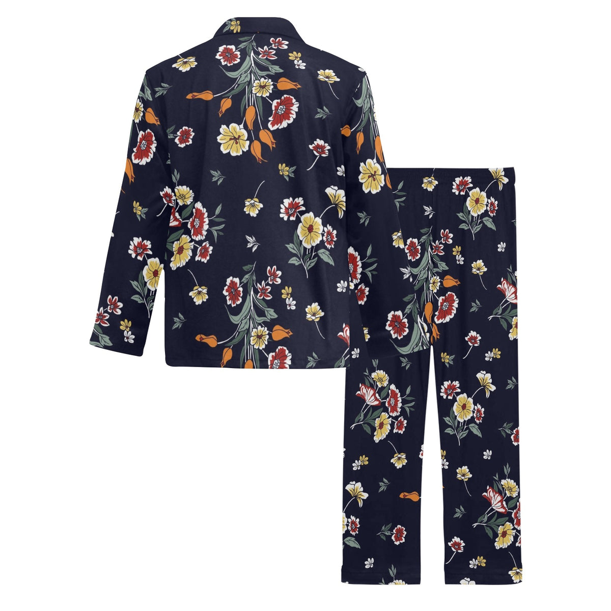 Summer Floral Pattern Print Design SF01 Men's Long Sleeve Pajama Set