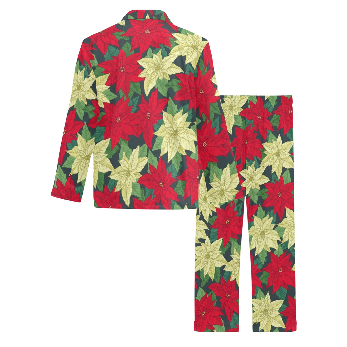 Poinsettia Pattern Print Design POT06 Men's Long Sleeve Pajama Set