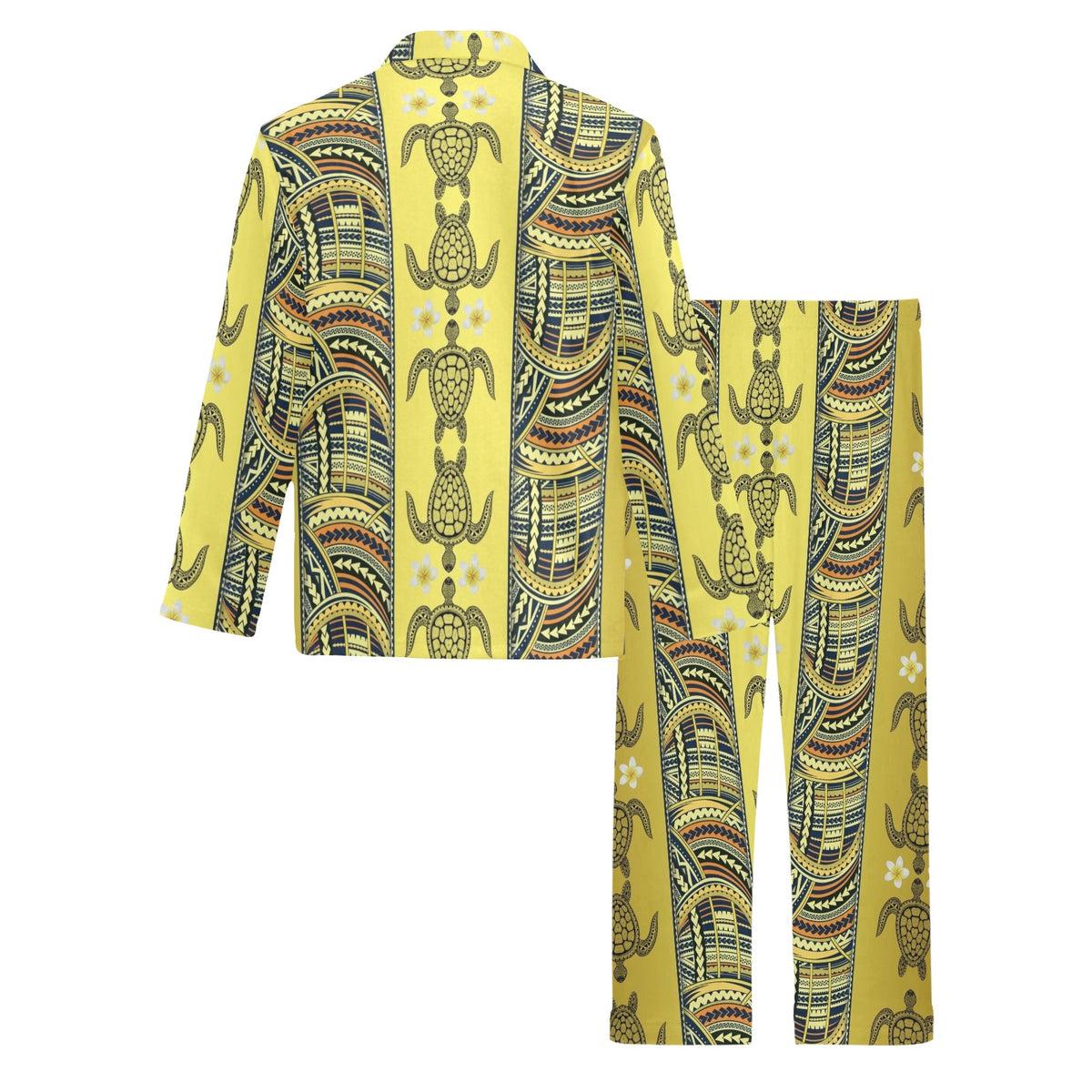Polynesian Turtle Hawaiian Design Print Men's Long Sleeve Pajama Set