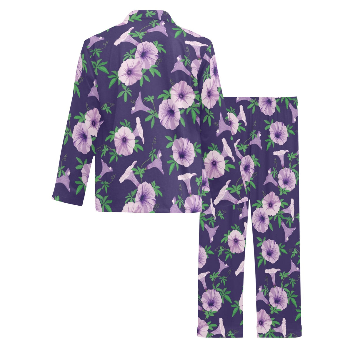 Morning Glory Pattern Print Design MG01 Men's Long Sleeve Pajama Set