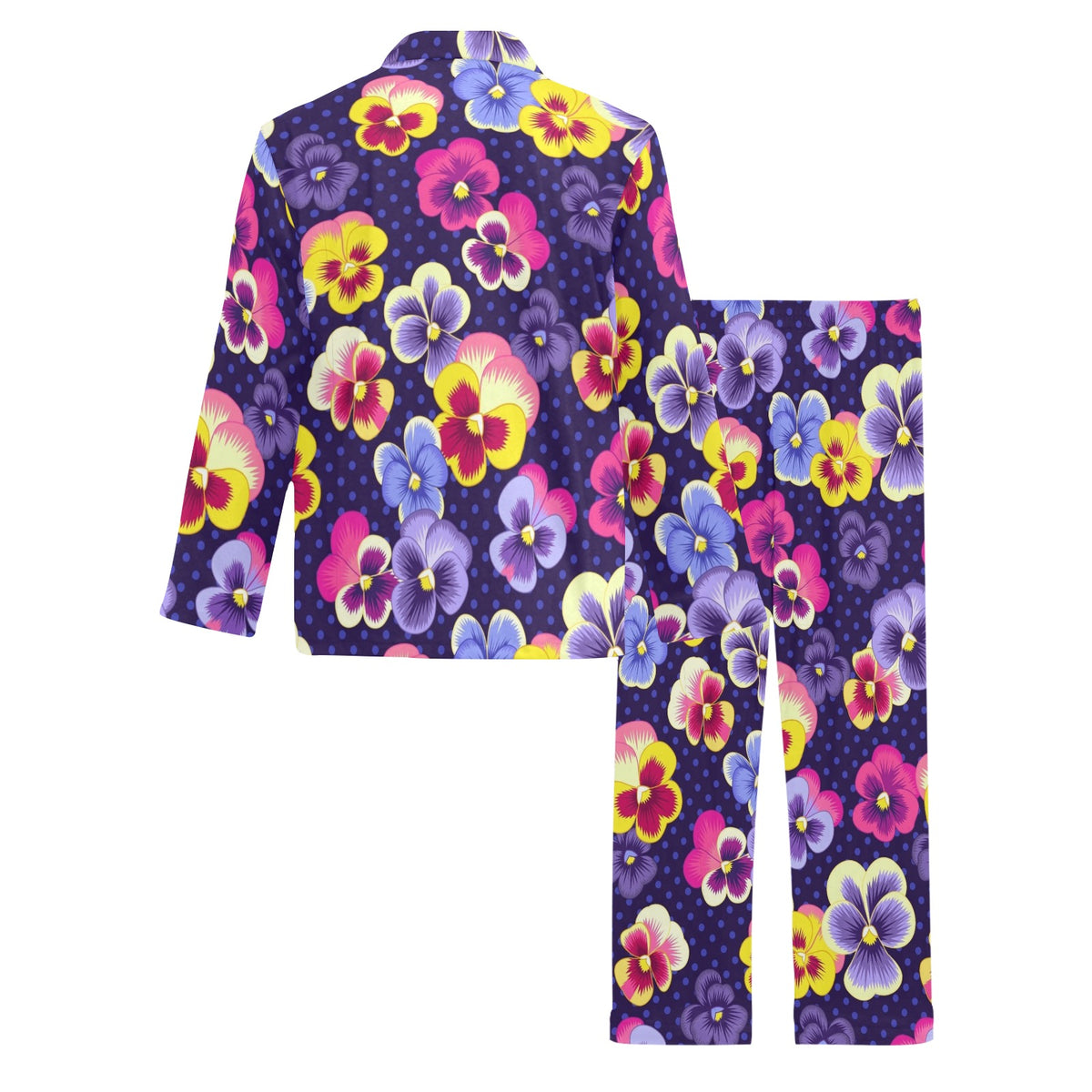 Pansy Pattern Print Design PS04 Men's Long Sleeve Pajama Set