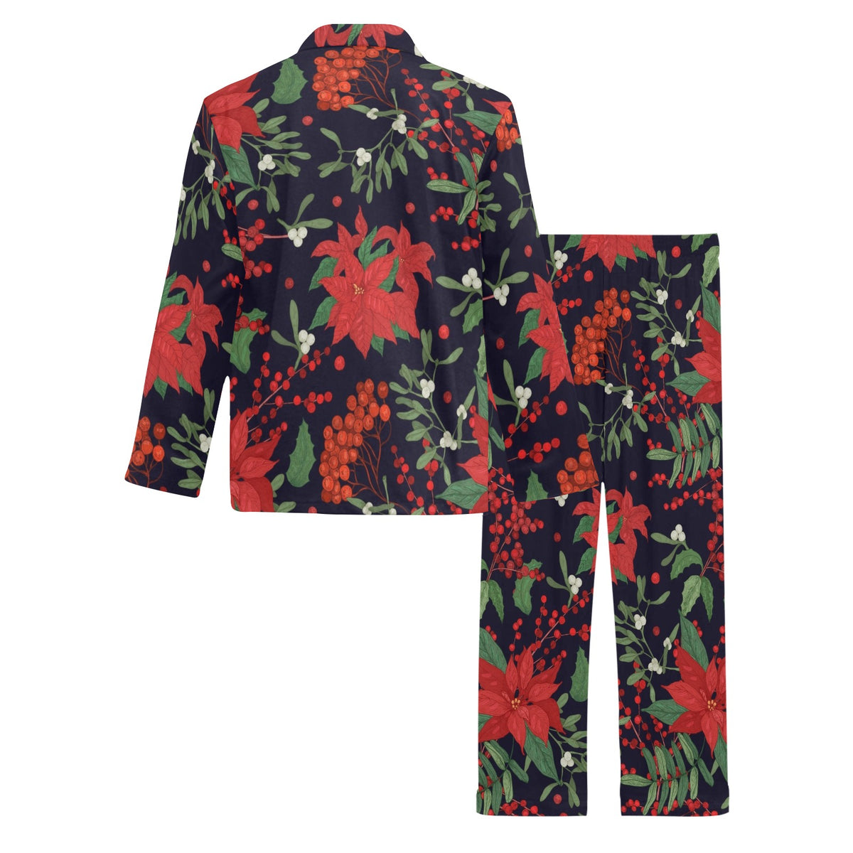 Poinsettia Pattern Print Design POT02 Men's Long Sleeve Pajama Set