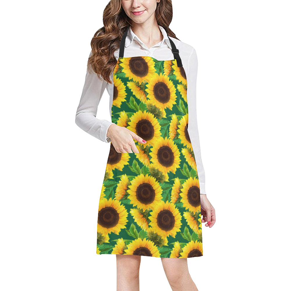 Sunflower Pattern Print Design SF02 Apron with Pocket