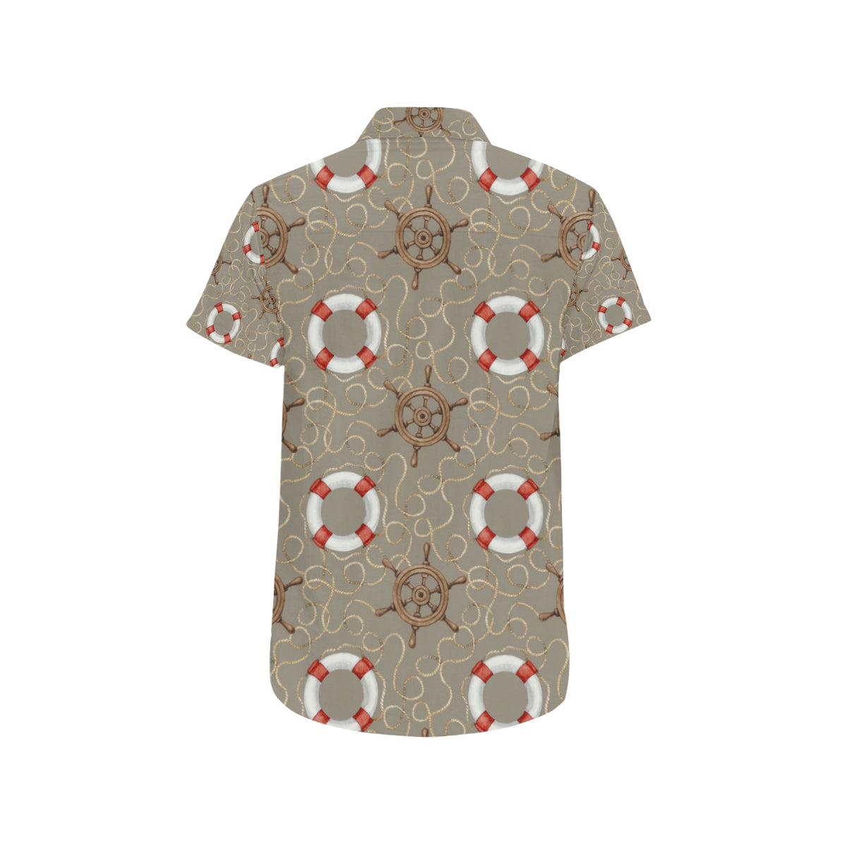 Nautical Pattern Print Design A02 Men's Short Sleeve Button Up Shirt