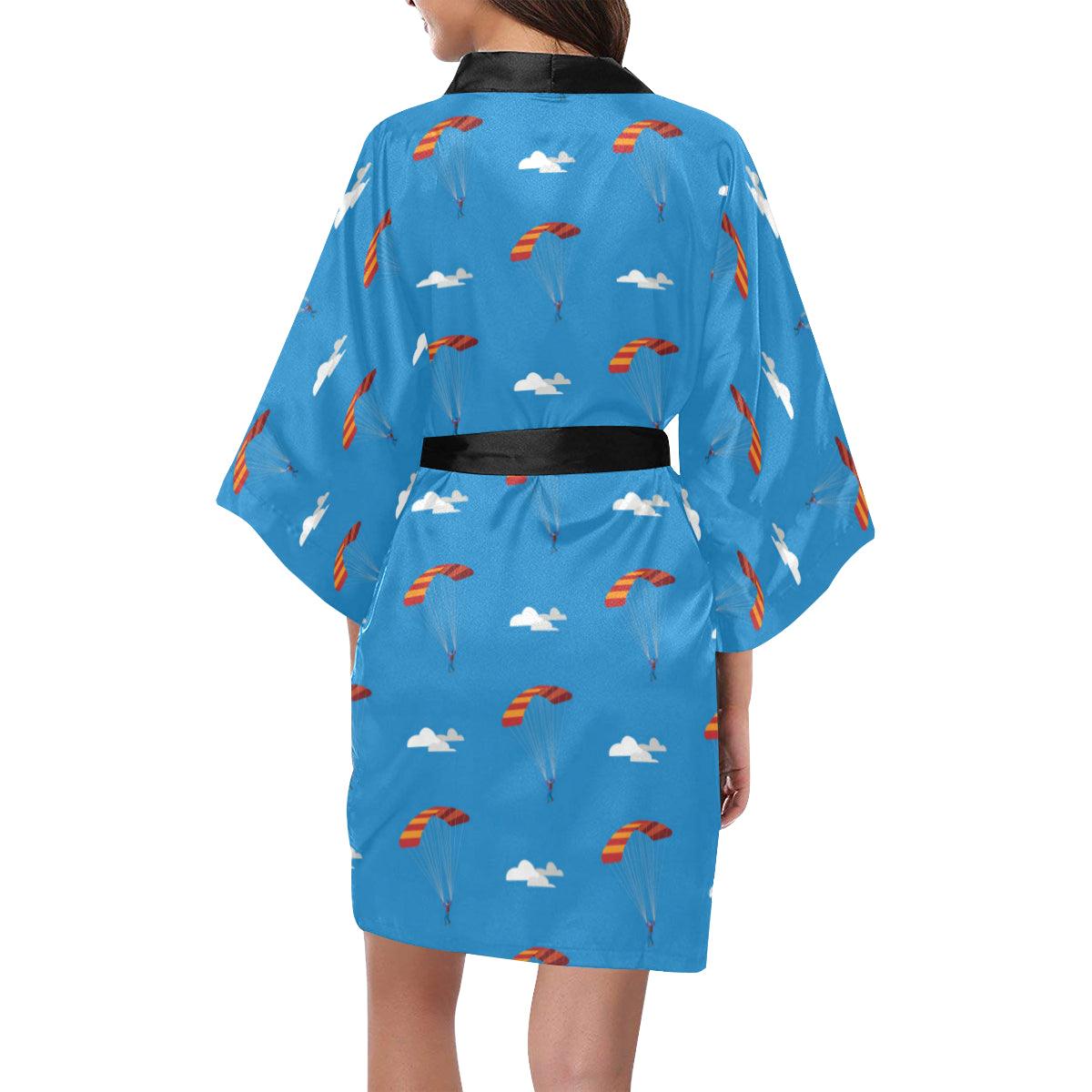 Skydiving Pattern Print Design 02 Women's Short Kimono
