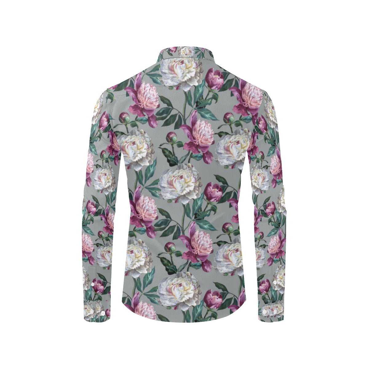 Peony Pattern Print Design PE01 Men's Long Sleeve Shirt