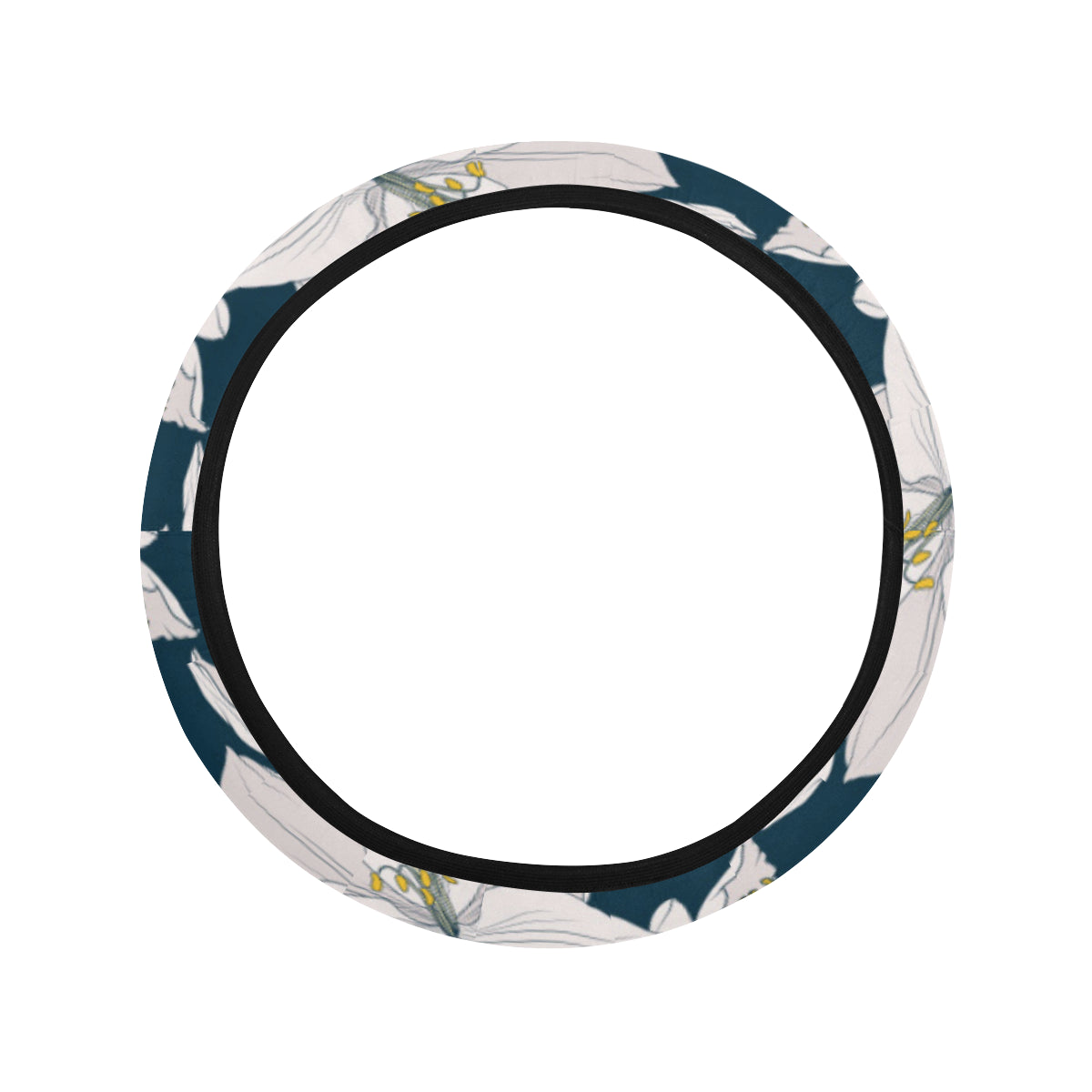 Amaryllis Pattern Print Design 01 Steering Wheel Cover with Elastic Edge