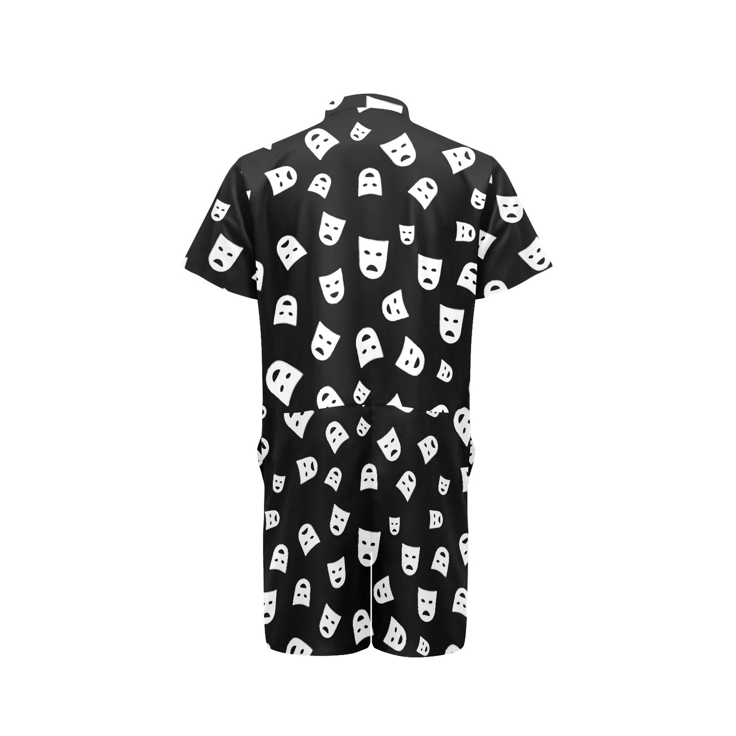 Acting Mask Pattern Print Design 03 Men's Romper