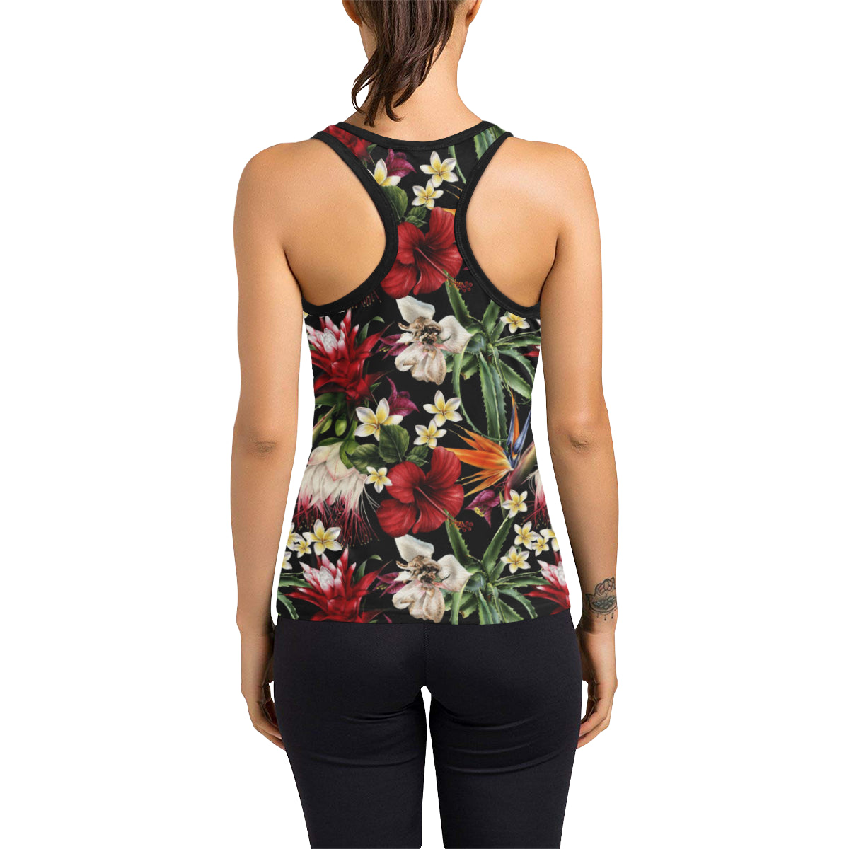 Summer Floral Pattern Print Design SF03 Women's Racerback Tank Top