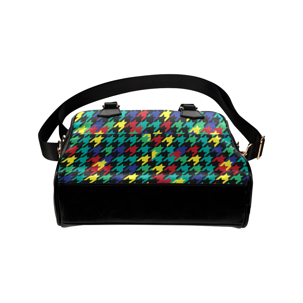 Houndstooth Colorful Pattern Print Design 02 Shoulder Handbag
