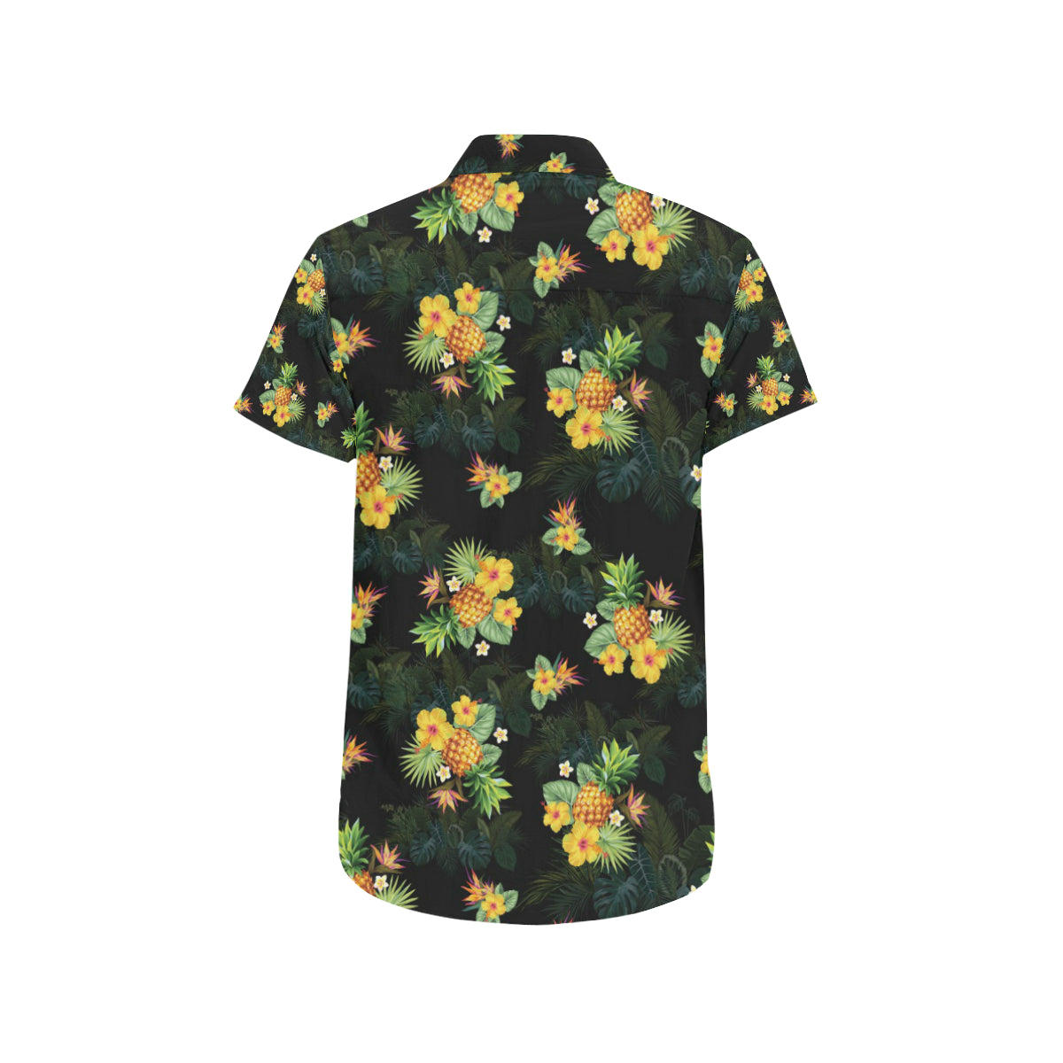 Pineapple Tropical Flower Print Pattern Men's Short Sleeve Button Up Shirt