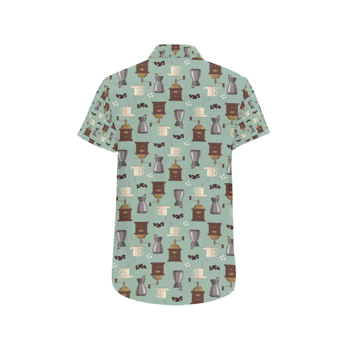 Coffee Pattern Print Design 04 Men's Short Sleeve Button Up Shirt
