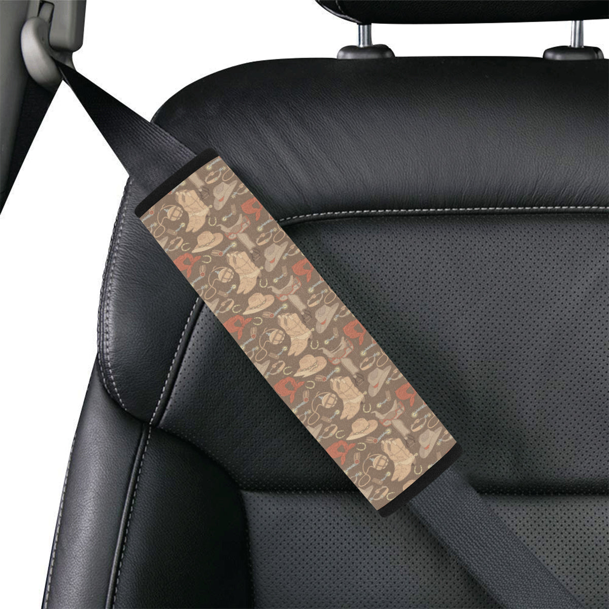 Cowboy Pattern Print Design 02 Car Seat Belt Cover