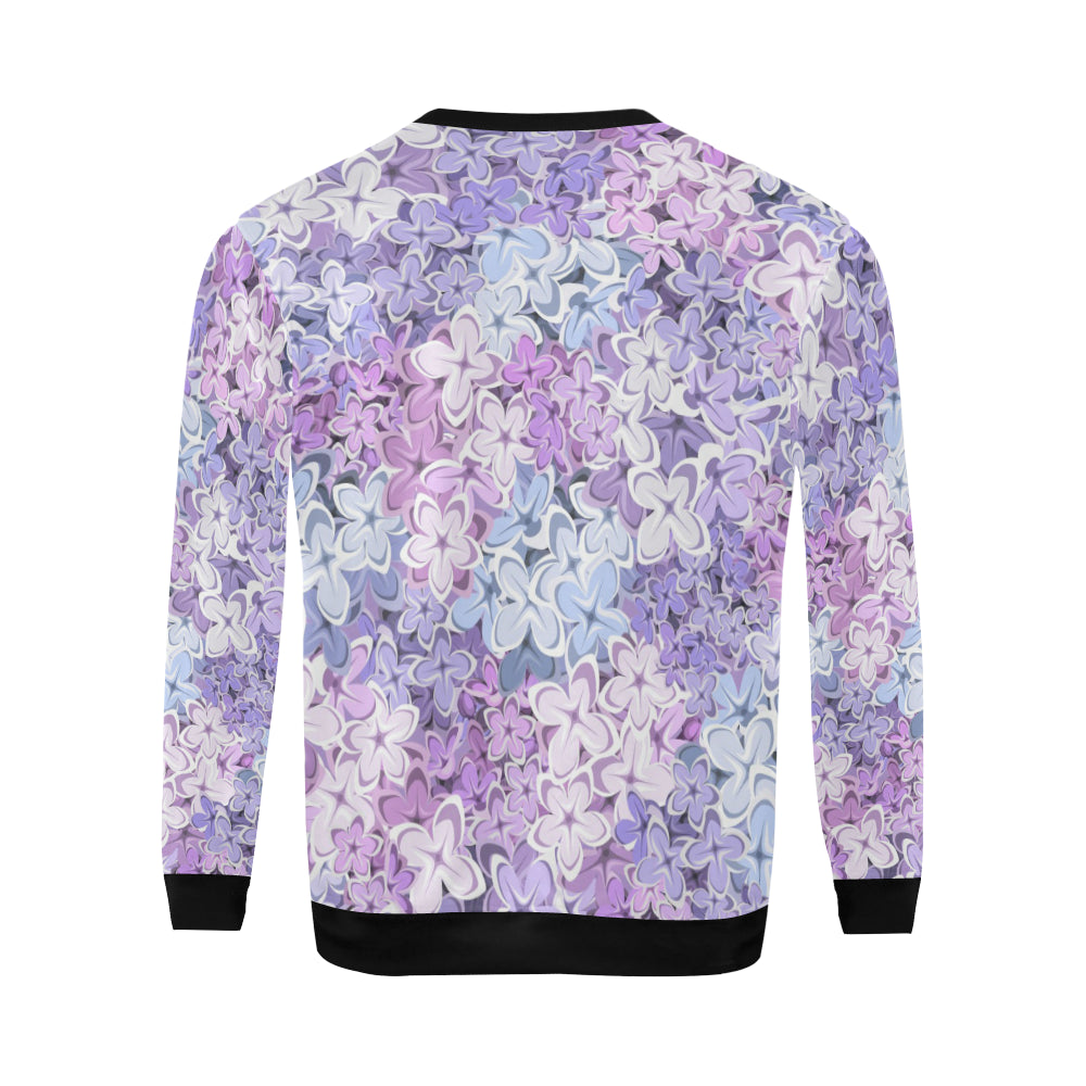 Lilac Pattern Print Design LI01 Men Long Sleeve Sweatshirt