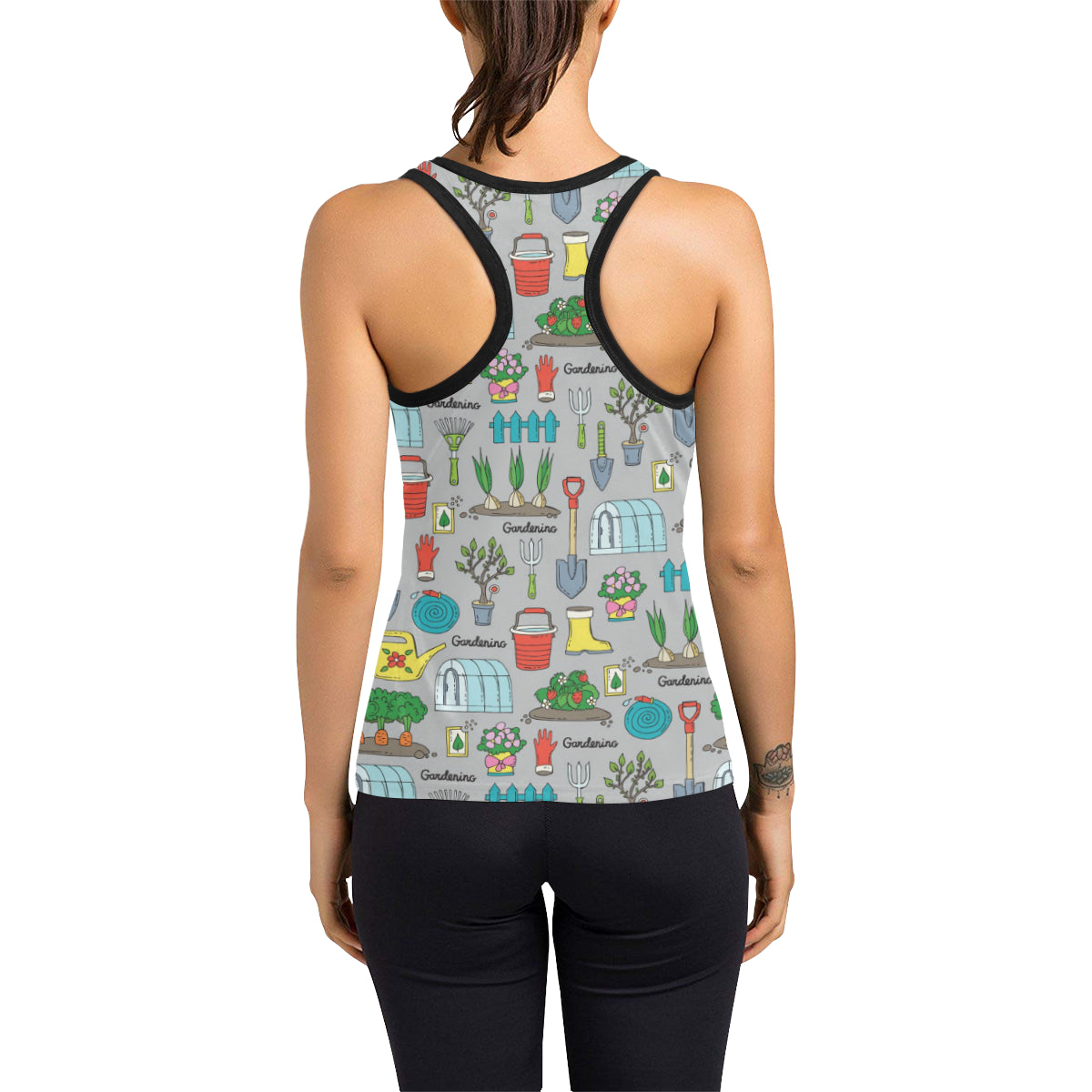 Gardening Pattern Print Design G07 Women's Racerback Tank Top