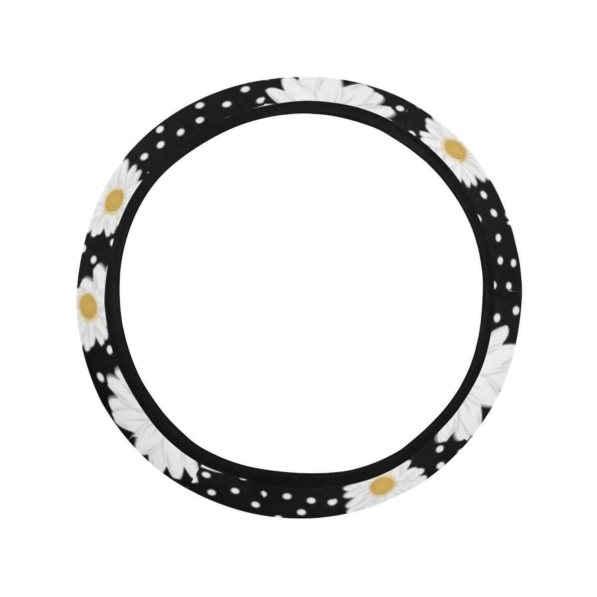 Daisy Pattern Print Design DS02 Steering Wheel Cover with Elastic Edge