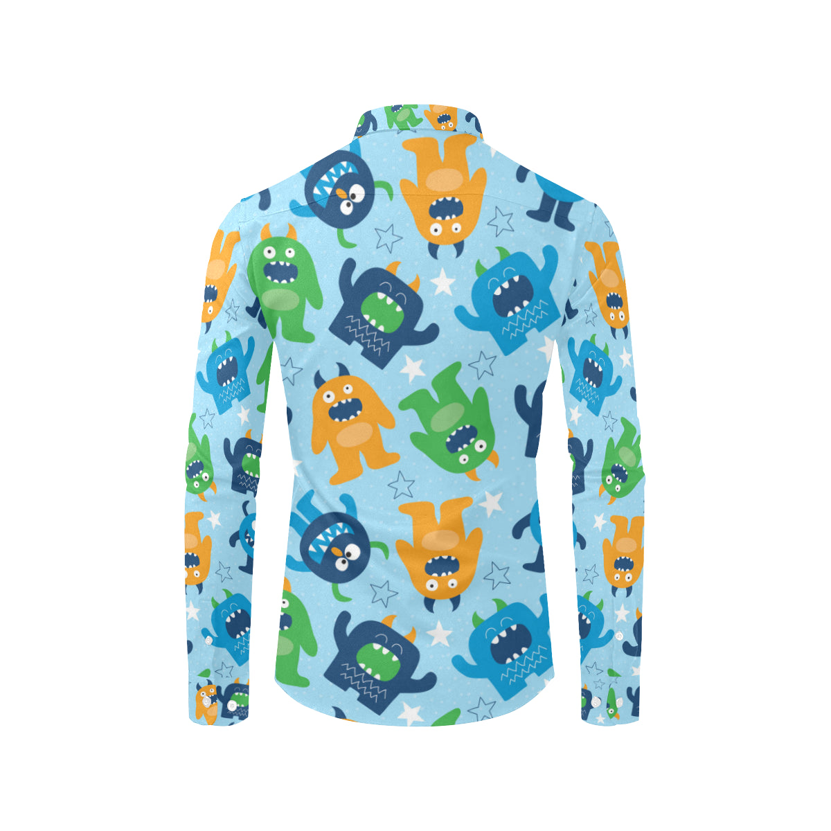 Monster Cartoon Pattern Print Design 04 Men's Long Sleeve Shirt