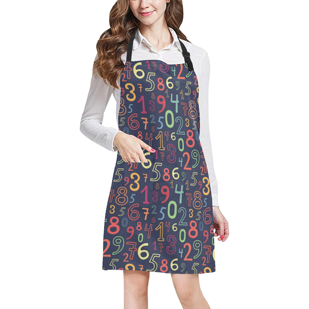 Number Pattern Print Design A01 Apron with Pocket