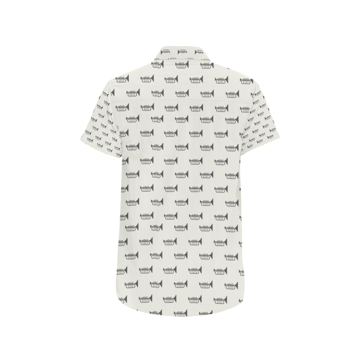 Trumpet Pattern Themed Print Men's Short Sleeve Button Up Shirt