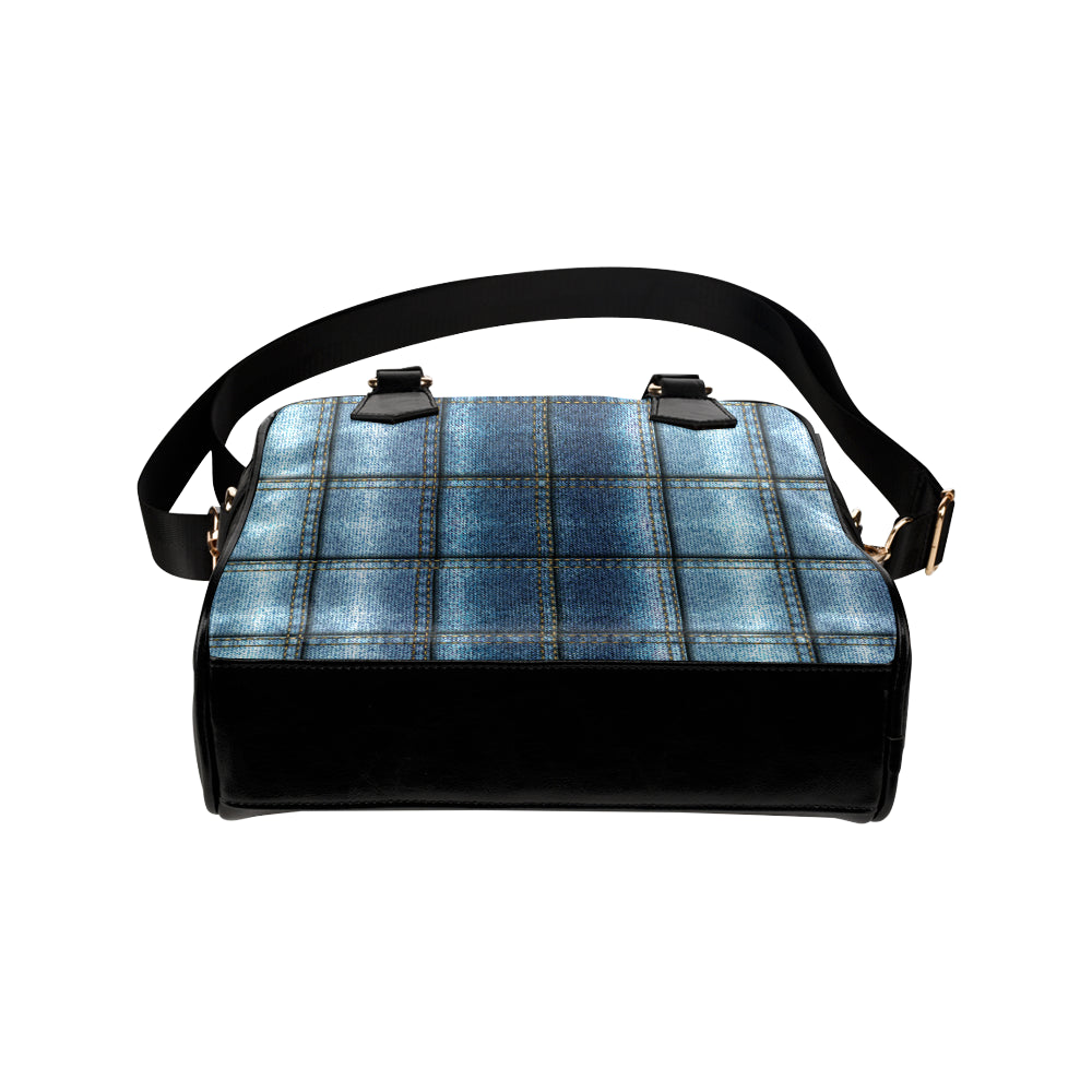 Jean Patchwork Pattern Print Design 02 Shoulder Handbag