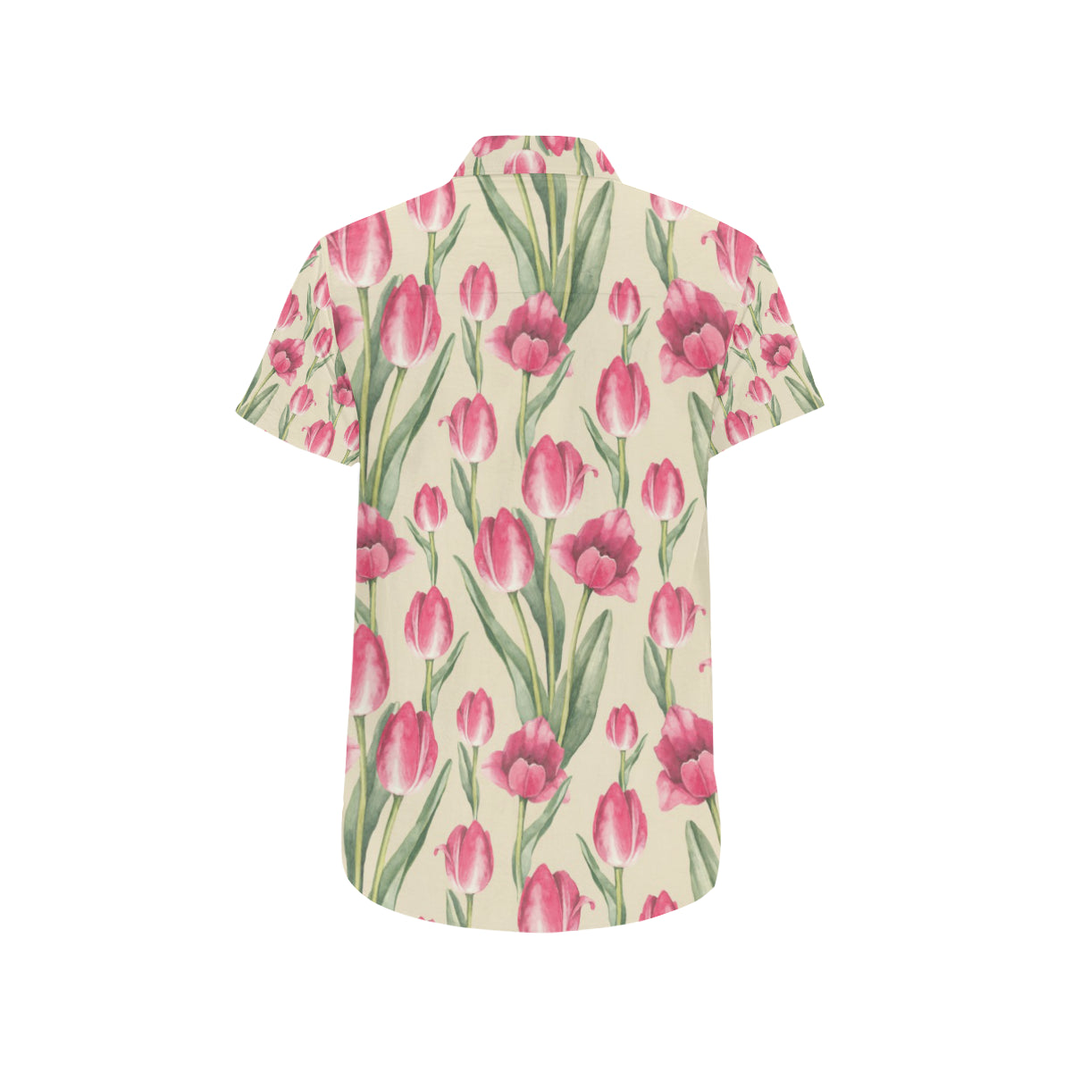 Tulip Pink Pattern Print Design TP06 Men's Short Sleeve Button Up Shirt
