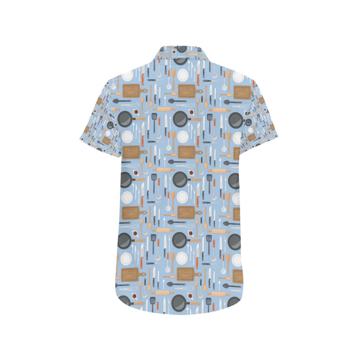 Cooking Kitchen Tools Pattern Print Design 02 Men's Short Sleeve Button Up Shirt