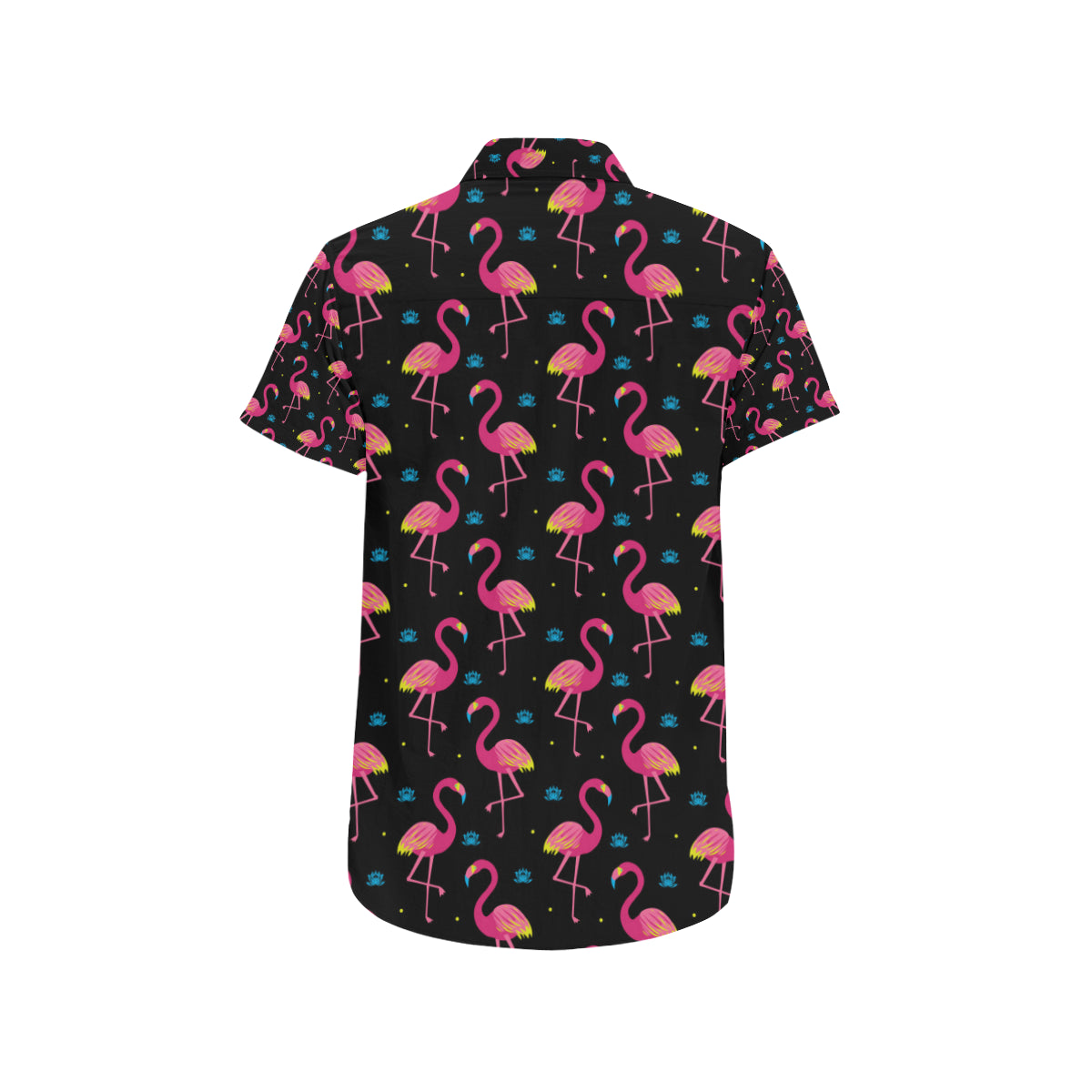 Flamingo Pink Neon Print Pattern Men's Short Sleeve Button Up Shirt