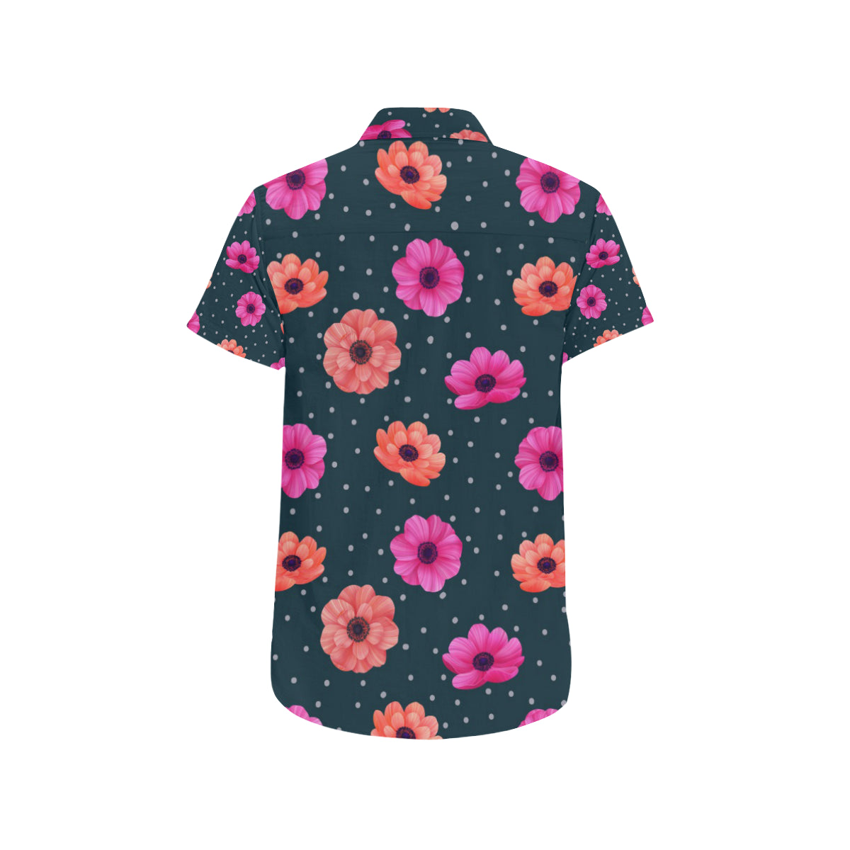 Anemone Pattern Print Design AM08 Men's Short Sleeve Button Up Shirt